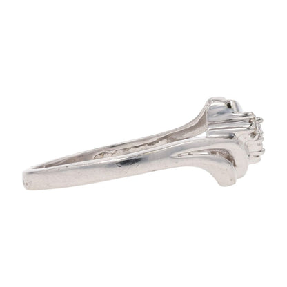 10K White Gold Illusion Set Round Diamond Bypass Cocktail Ring