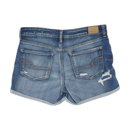 Blue Solid Denim Shorts