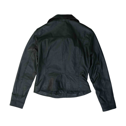 Black Solid Leather Jacket