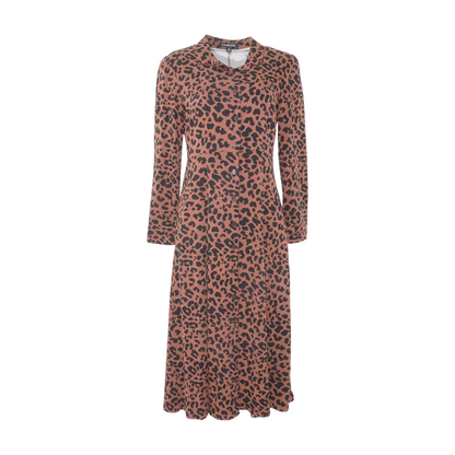 Brown Animal Print Midi Dress