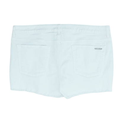 White Solid Denim Shorts