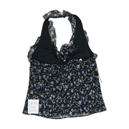 Black Floral Sleeveless Blouse