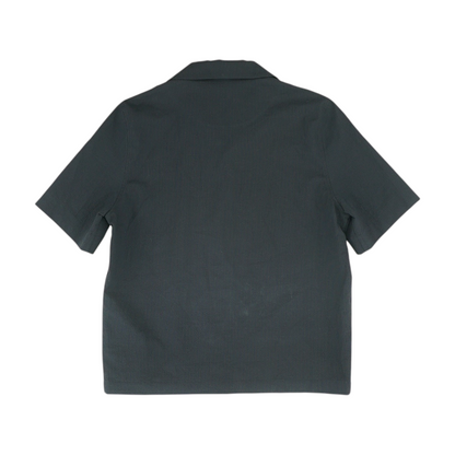 Black Solid Short Sleeve Button Down