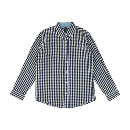 Navy Check Long Sleeve Button Down