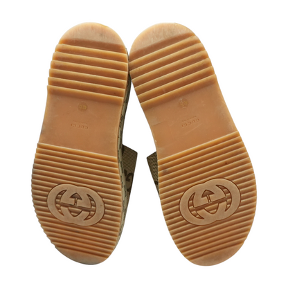 Camel and Dark Brown Maxi GG Canvas Platform Slide Sandal