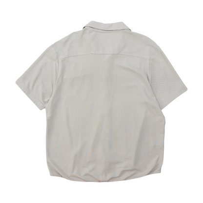 Beige Solid Short Sleeve Button Down