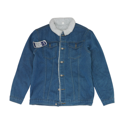 Blue Solid Denim Jacket