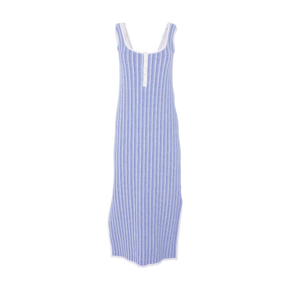 Blue Striped Midi Dress