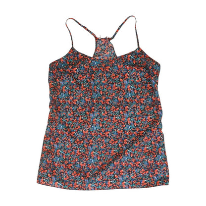 Navy Floral Sleeveless Blouse