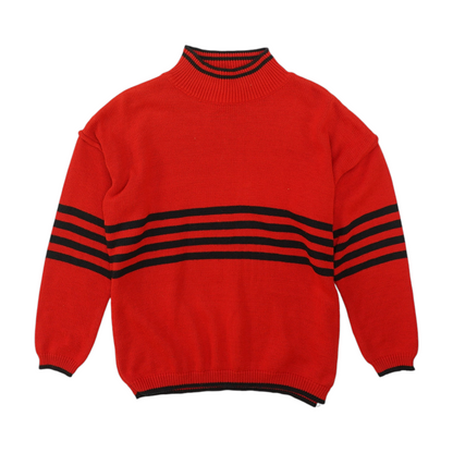 Vintage Red Striped Acrylic Sweater