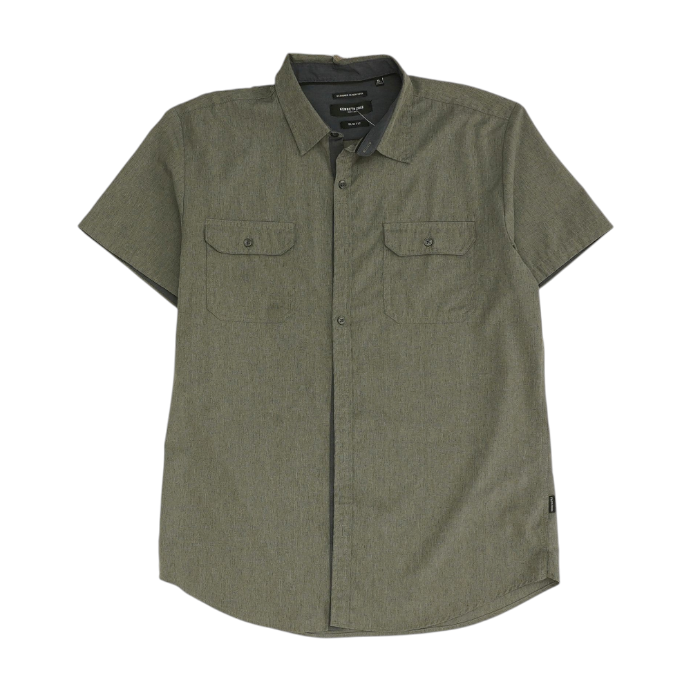 Charcoal Solid Short Sleeve Button Down