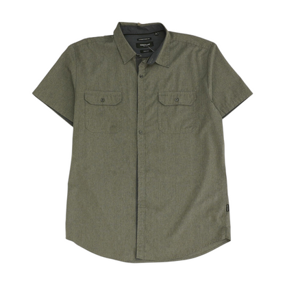 Charcoal Solid Short Sleeve Button Down