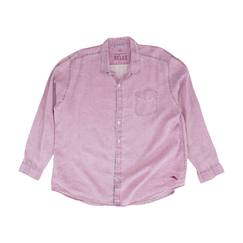 Pink Solid Long Sleeve Button Down