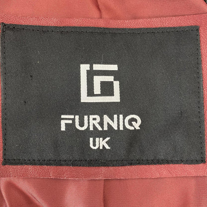 Red Solid Leather Coat