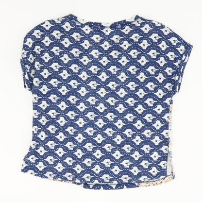 Navy Color Block Short Sleeve Blouse