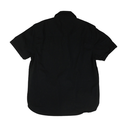 Black Solid Short Sleeve Button Down