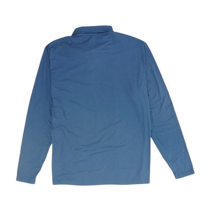 Blue Solid Long Sleeve Polo