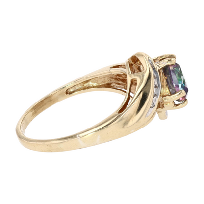 10K Yellow Gold Mystic Stone Fashion Ring