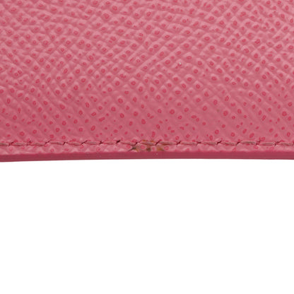 Pink Leather Card Holder with Tag