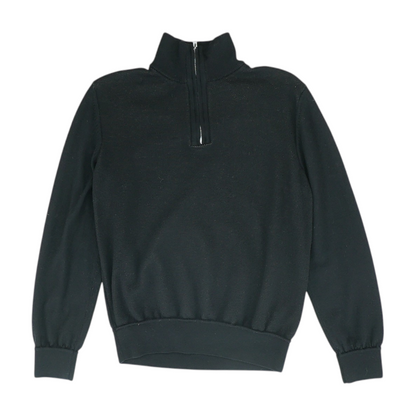 Black Solid 1/4 Zip Sweater
