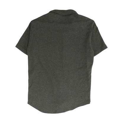 Gray Solid Short Sleeve Button Down