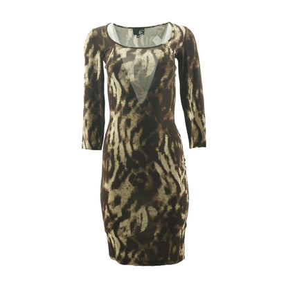 Brown Animal Print Midi Dress