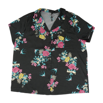 Black Floral Pajama Top