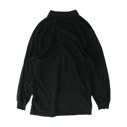 Black Solid Long Sleeve Polo