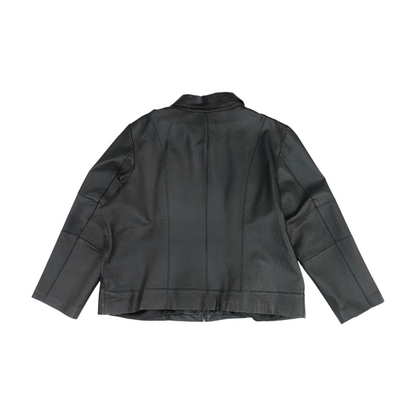 Black Plus Solid Leather Jacket