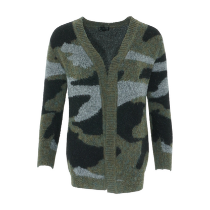 Green Camo Cardigan Sweater