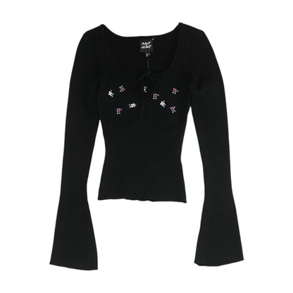 Black Floral Pullover Sweater