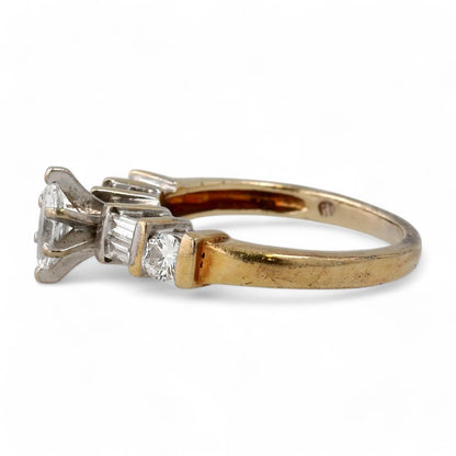 14K Gold Marquise Center Diamond Engagement Ring