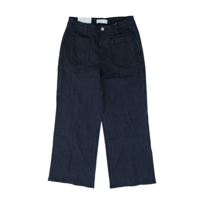 Navy Striped Wide Leg Jeans