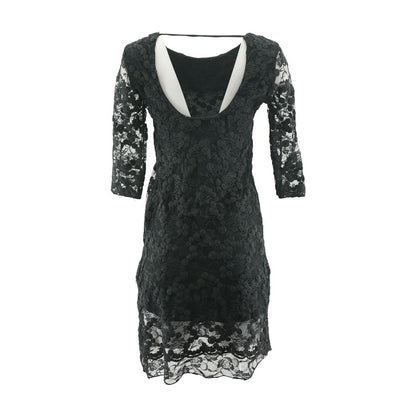 Black Solid Midi Dress