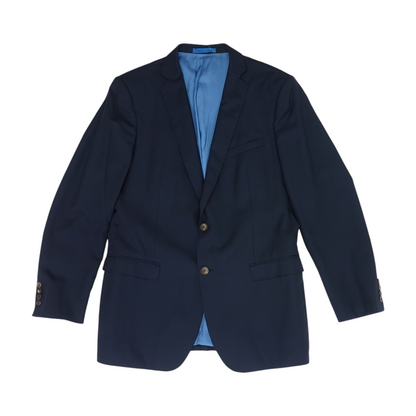 Navy Long Solid Suit Jacket