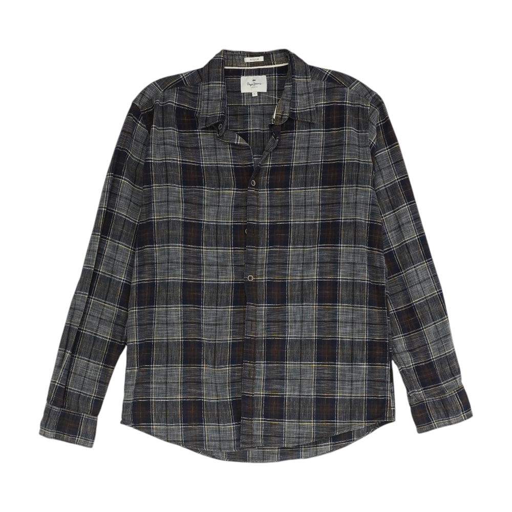 Gray Plaid Long Sleeve Button Down
