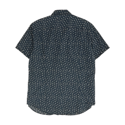 Navy Geometric Short Sleeve Button Down