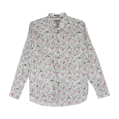 Neon Yellow Floral Long Sleeve Button Down