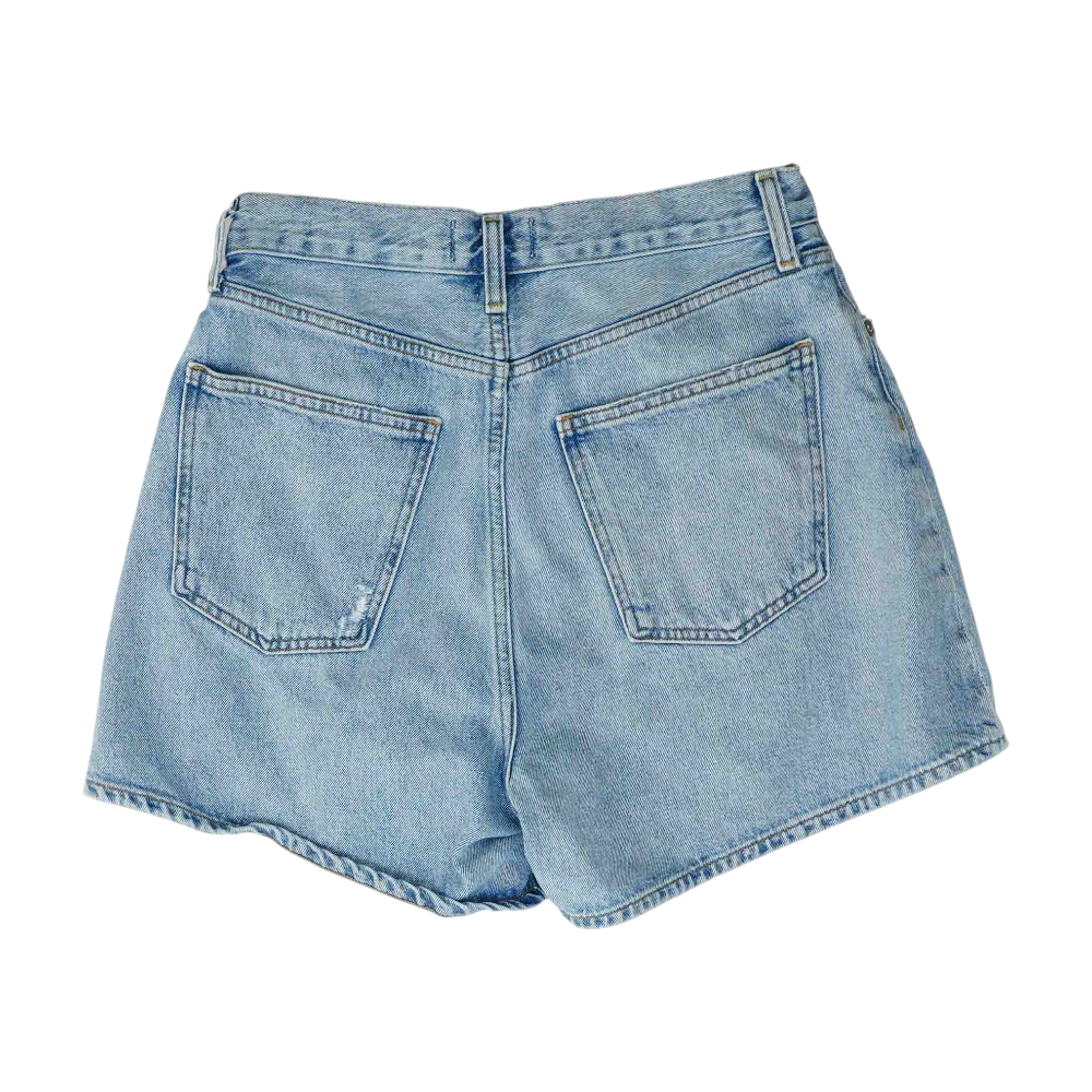Blue Solid Denim Shorts