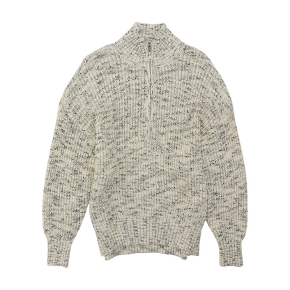 Cream Print 1/4 Zip Sweater