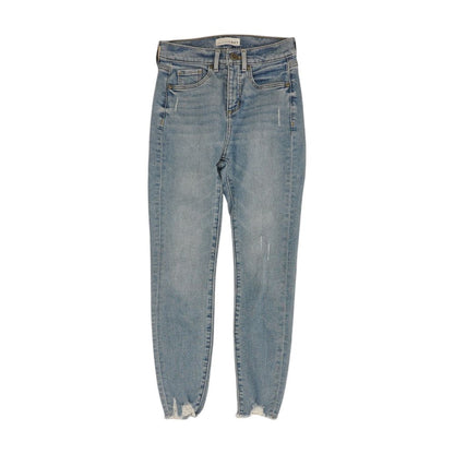 Blue Solid High Rise Slim Leg Jeans