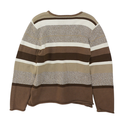 Brown Striped Pullover Sweater