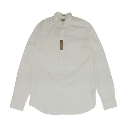 White Solid Long Sleeve Button Down