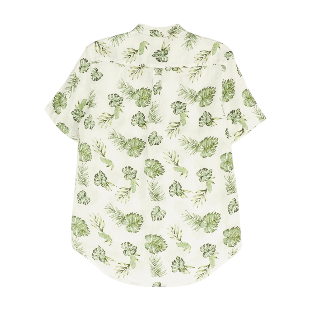 Green Graphic Short Sleeve Button Down