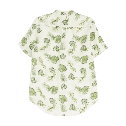 Green Graphic Short Sleeve Button Down