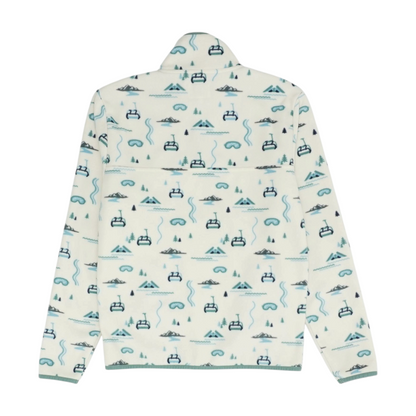 White Print Fleece Pullover