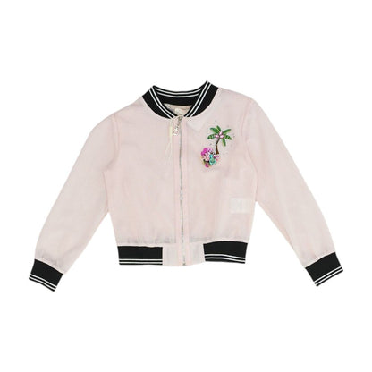 Pink Solid Bomber Jacket