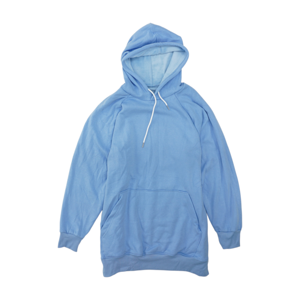 Blue Plus Size Solid Hoodie Pullover