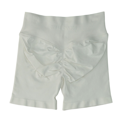 White Solid Active Shorts