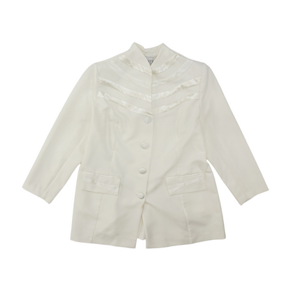 Vintage White Solid Blazer